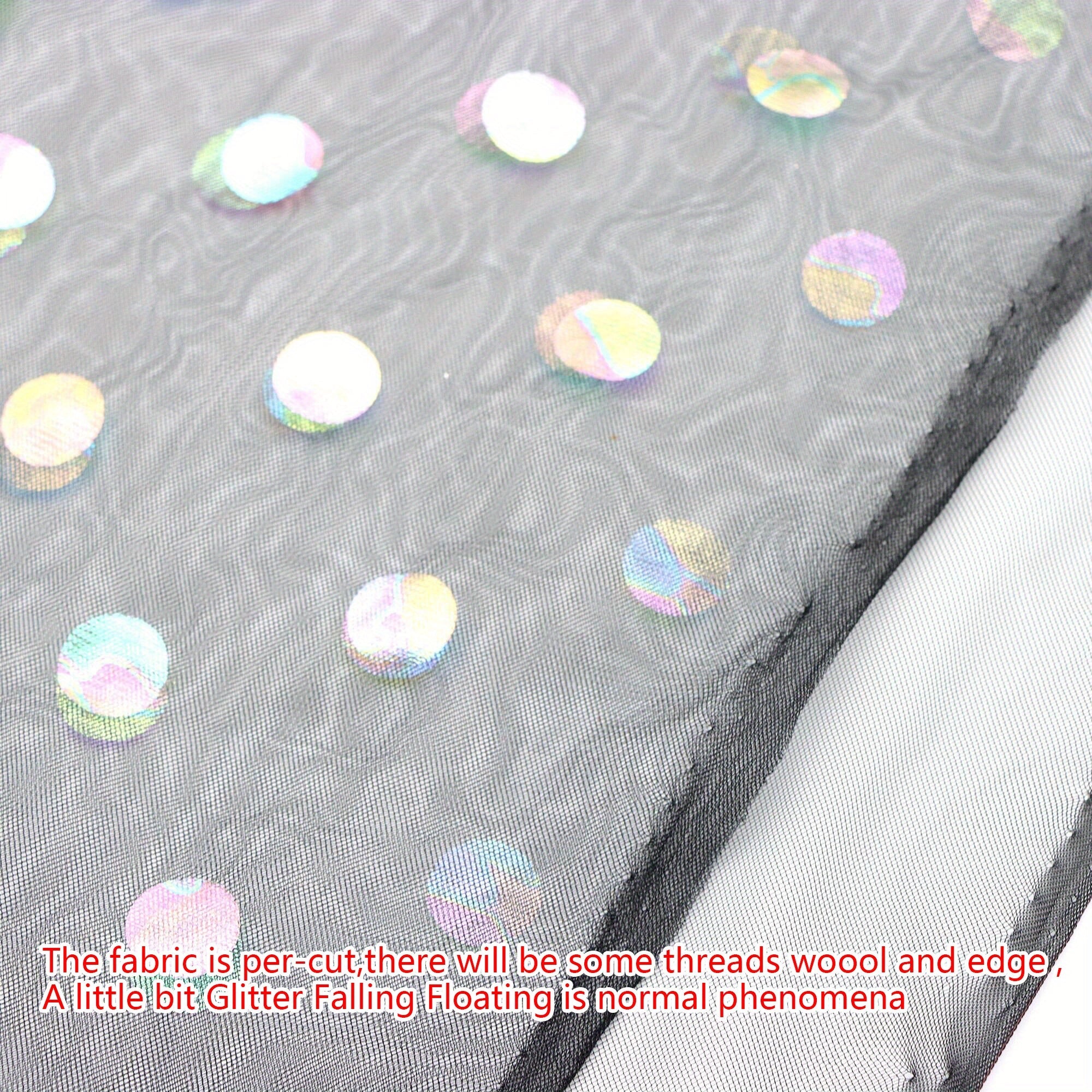 Rainbow Dots Spot Sparkling Tulle Mesh Gauze Fabric - Perfect for DIY Bows, Doll Clothes, Party Capes & Photo Backdrops - 