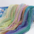 Load image into Gallery viewer, Rainbow Gradient Tulle Fabric with Star & Moon Design, Perfect for DIY Bows, Doll Dresses & Apparel Accessories - 

