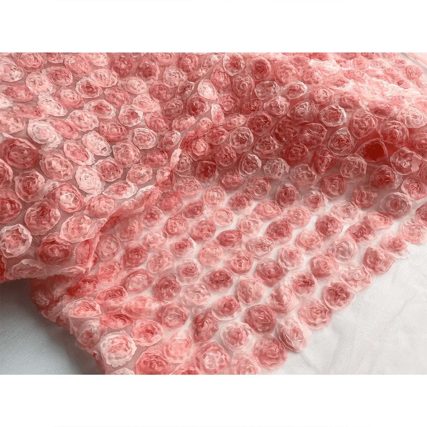 Rose Lace Embroidery Fabric, Designer Fabrics - 