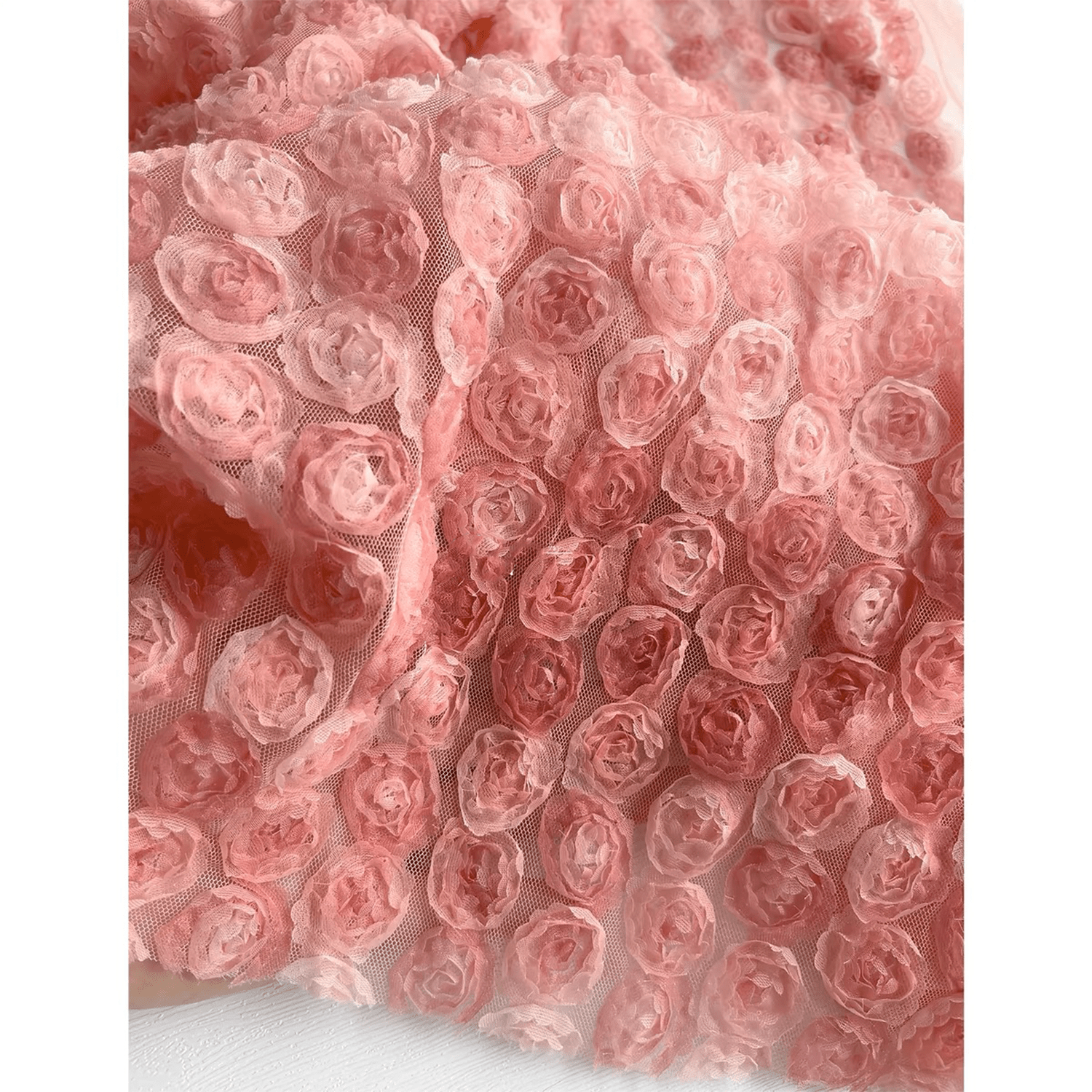 Rose Lace Embroidery Fabric, Designer Fabrics - 