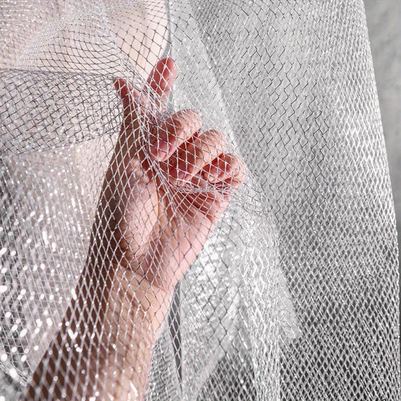 Shiny Voile Tulle Mesh Fabric Party Home Decor Transparent Plaid Net Fabric Golden Silvery Gauze Apparel Mesh Cloth DIY Sewing - 
