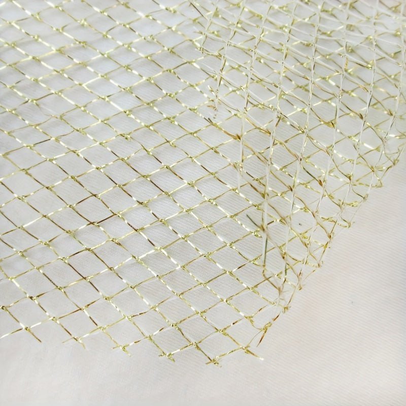 Shiny Voile Tulle Mesh Fabric Party Home Decor Transparent Plaid Net Fabric Golden Silvery Gauze Apparel Mesh Cloth DIY Sewing - 