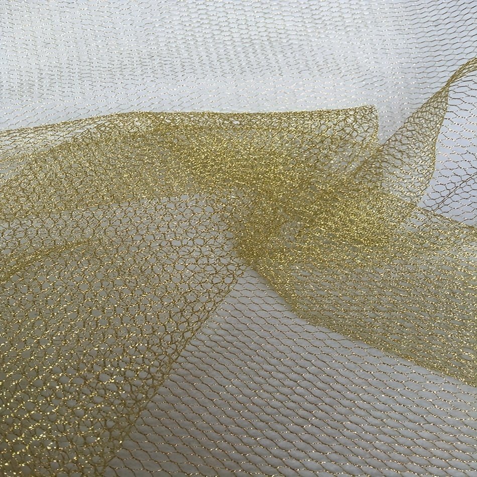 Shiny Voile Tulle Mesh Fabric Party Home Decor Transparent Plaid Net Fabric Golden Silvery Gauze Apparel Mesh Cloth DIY Sewing - 