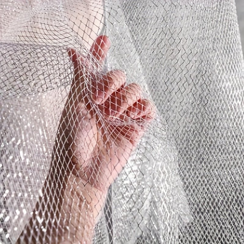 Shiny Voile Tulle Mesh Fabric Party Home Decor Transparent Plaid Net Fabric Golden Silvery Gauze Apparel Mesh Cloth DIY Sewing - 