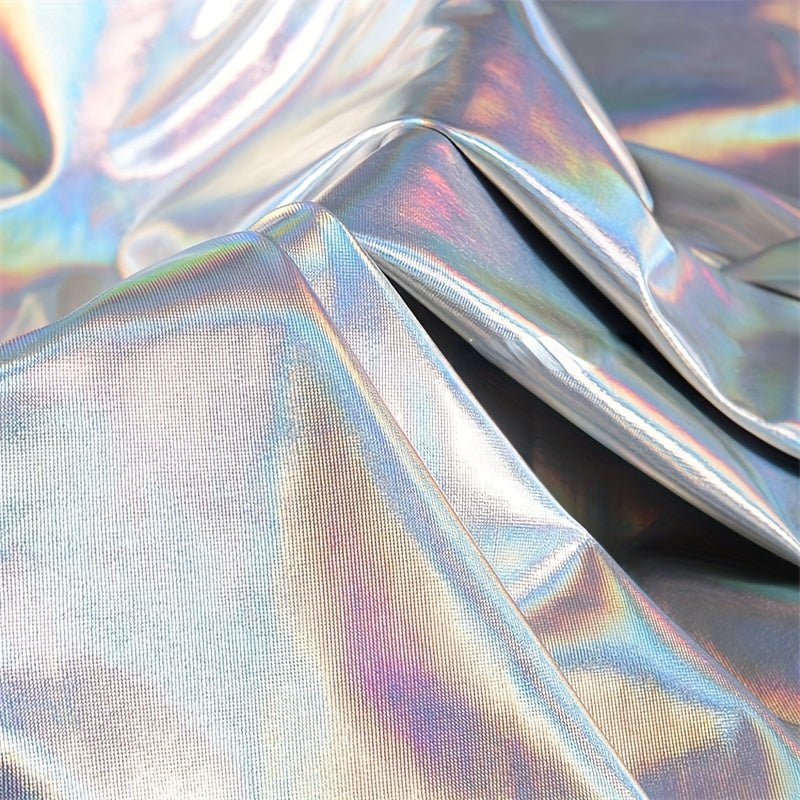 Silvery Colorful Material Graduation Design Elastic Glitter Laser Fantasy Fabric - 