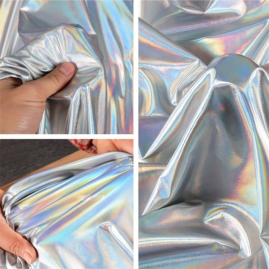 Silvery Colorful Material Graduation Design Elastic Glitter Laser Fantasy Fabric - 