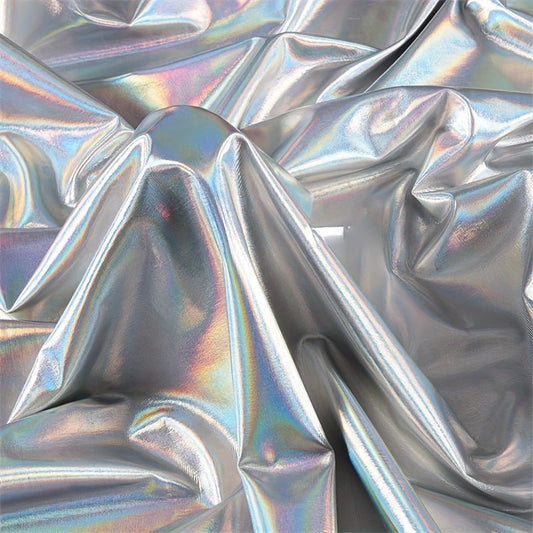 Silvery Colorful Material Graduation Design Elastic Glitter Laser Fantasy Fabric - 