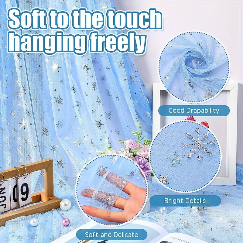 Snowflake Tulle Fabric, Suitable For Christmas Party Decoration Scene Decoration, Multi - purpose. - 