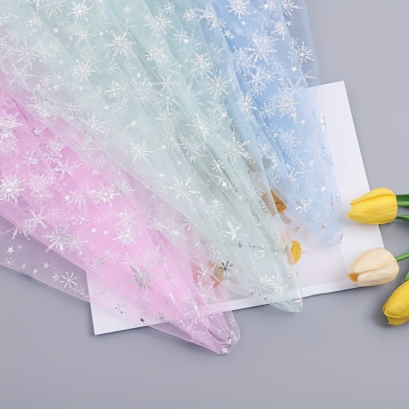 Snowflake Tulle Fabric, Suitable For Christmas Party Decoration Scene Decoration, Multi - purpose. - 
