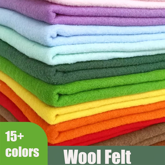 Soft Wool Felt Fabric Precut - Solid Color, 100% Wool, Hand Wash Only, for DIY Crafting, Sewing, Poke Fun Toy & Home Decoration Accessories - 