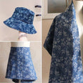 Load image into Gallery viewer, Stretchy Blue Denim Fabric with Floral Pattern - 
