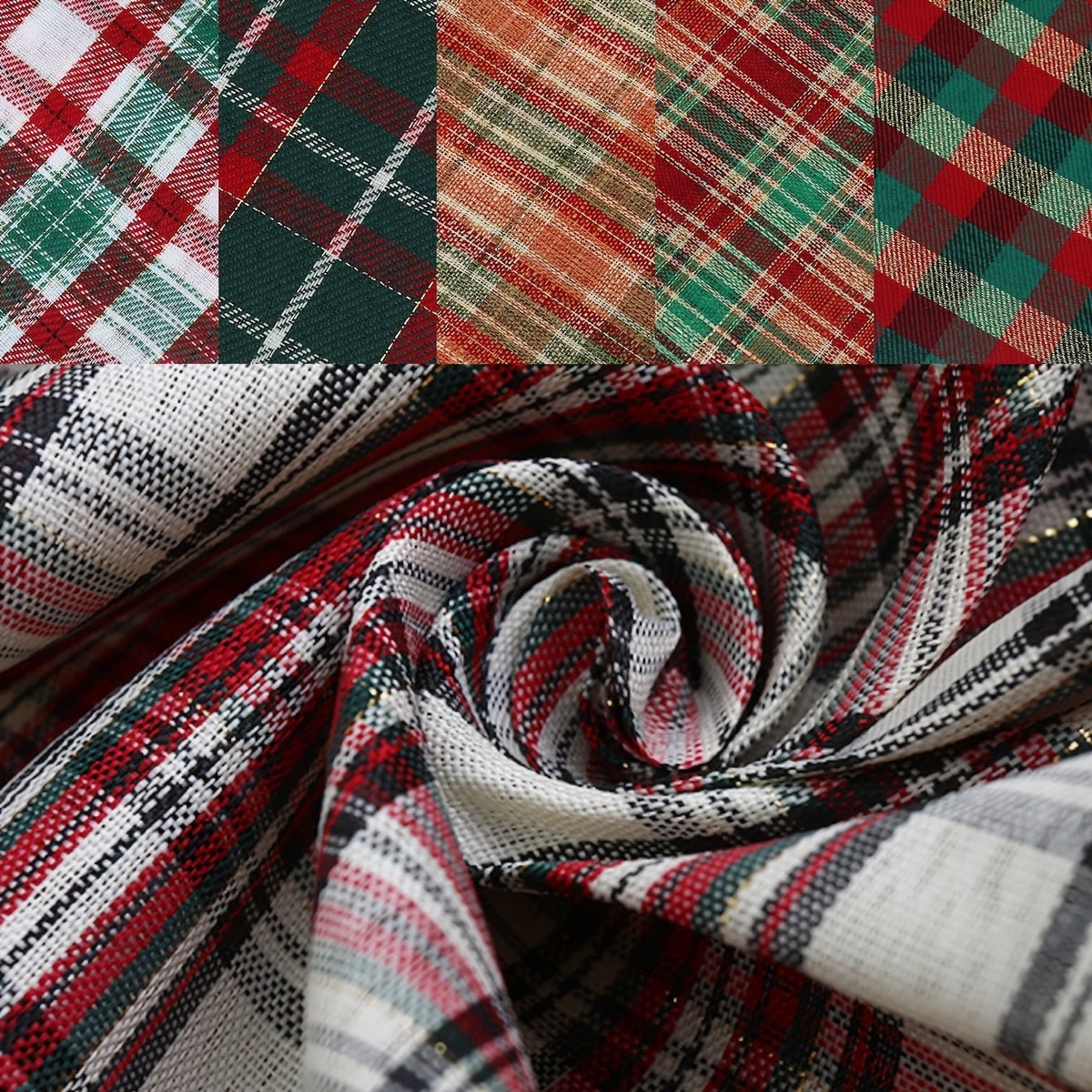 Unique Red Green Plaid Fabric Cut by Yard, Christmas Decoration Fabric, Perfect For Curtains, Sofa Covers, Pillow Making, Holiday Decorations - 