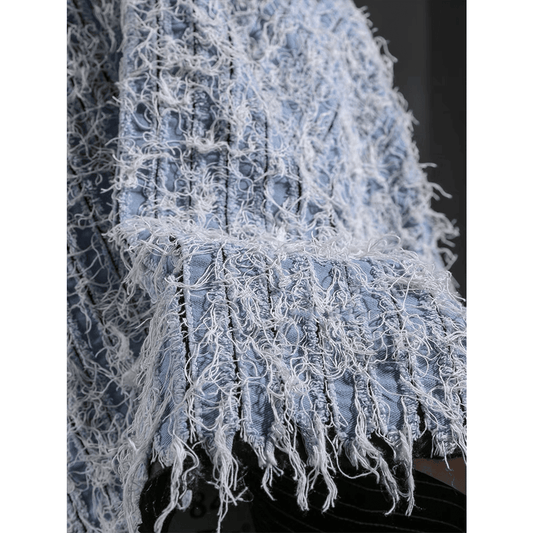 Vintage style,old fringe,denim fabric,designer fabrics - 
