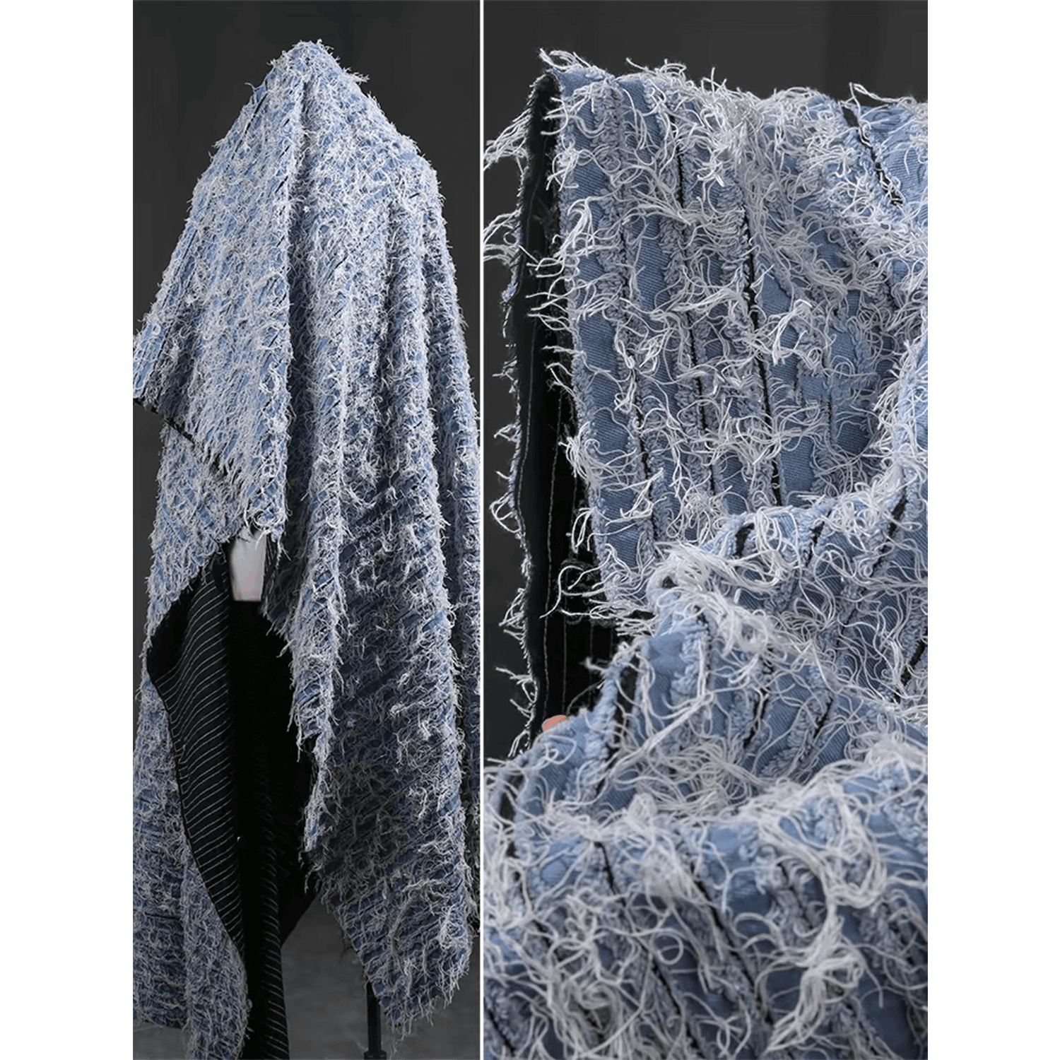 Vintage style,old fringe,denim fabric,designer fabrics - 